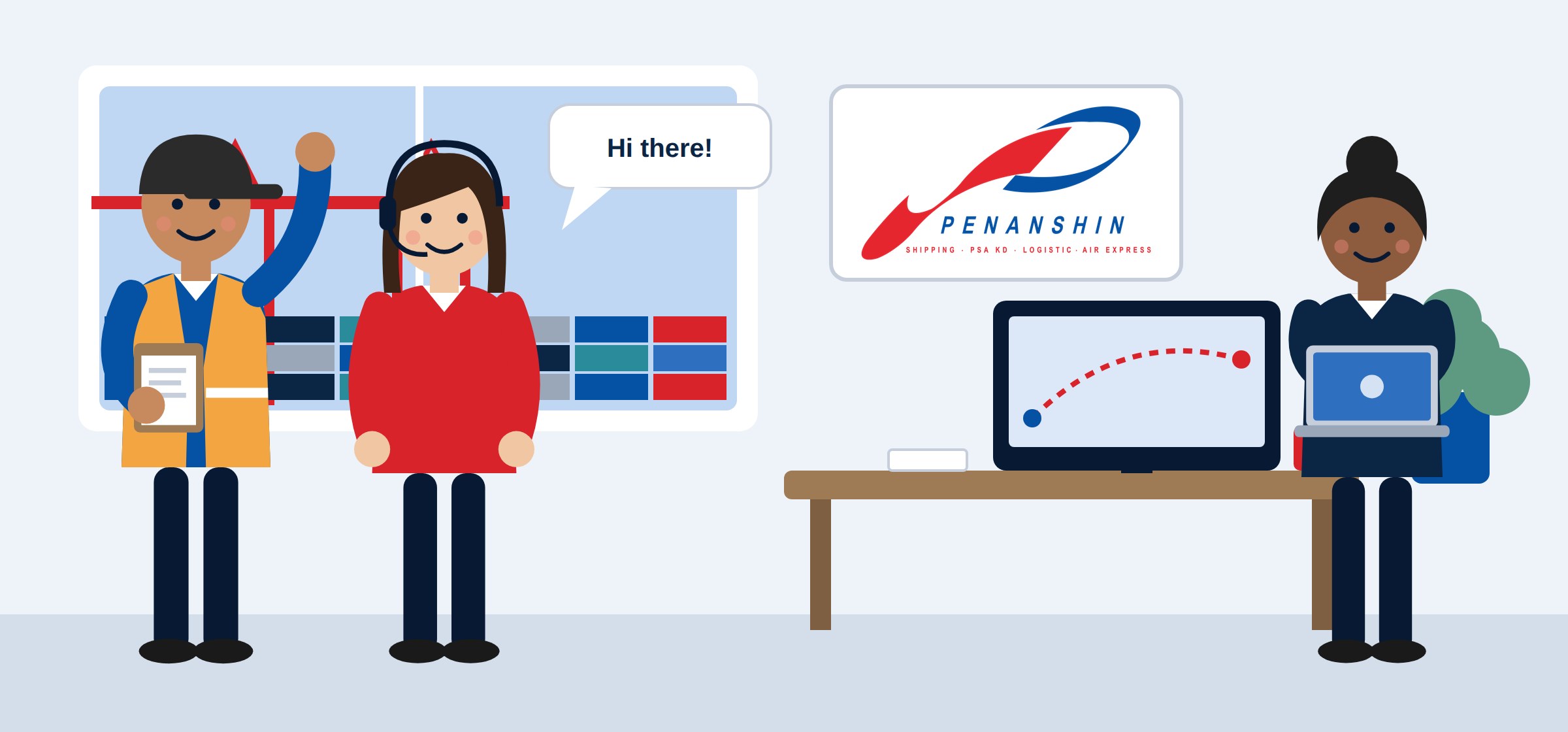 Cartoon of the Penanshin team in the office